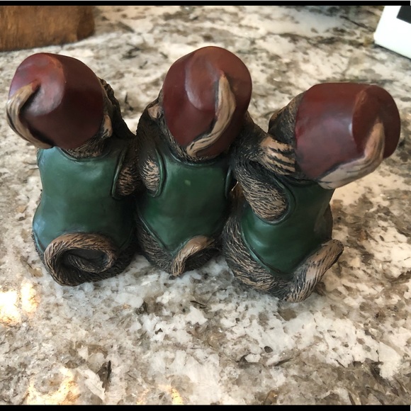 Chinoiserie Monkeys Figure Statue Hear See Speak No Evil Fez Vintage - Picture 4 of 6